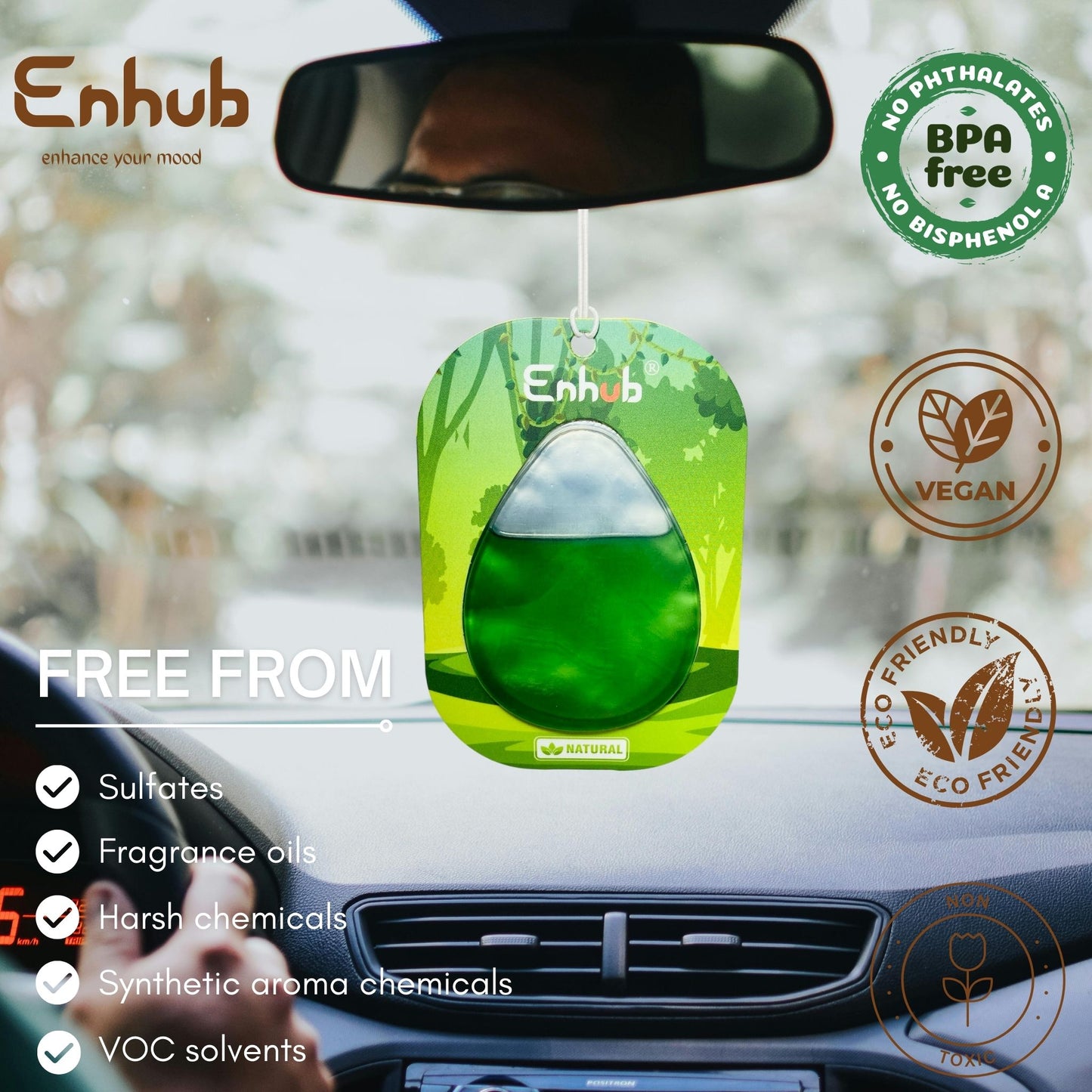 Natural car fragrance|100% Plant based|Blend of pure essential oil|Assorted pack of 2|CITRUS RELIEF AND FOREST