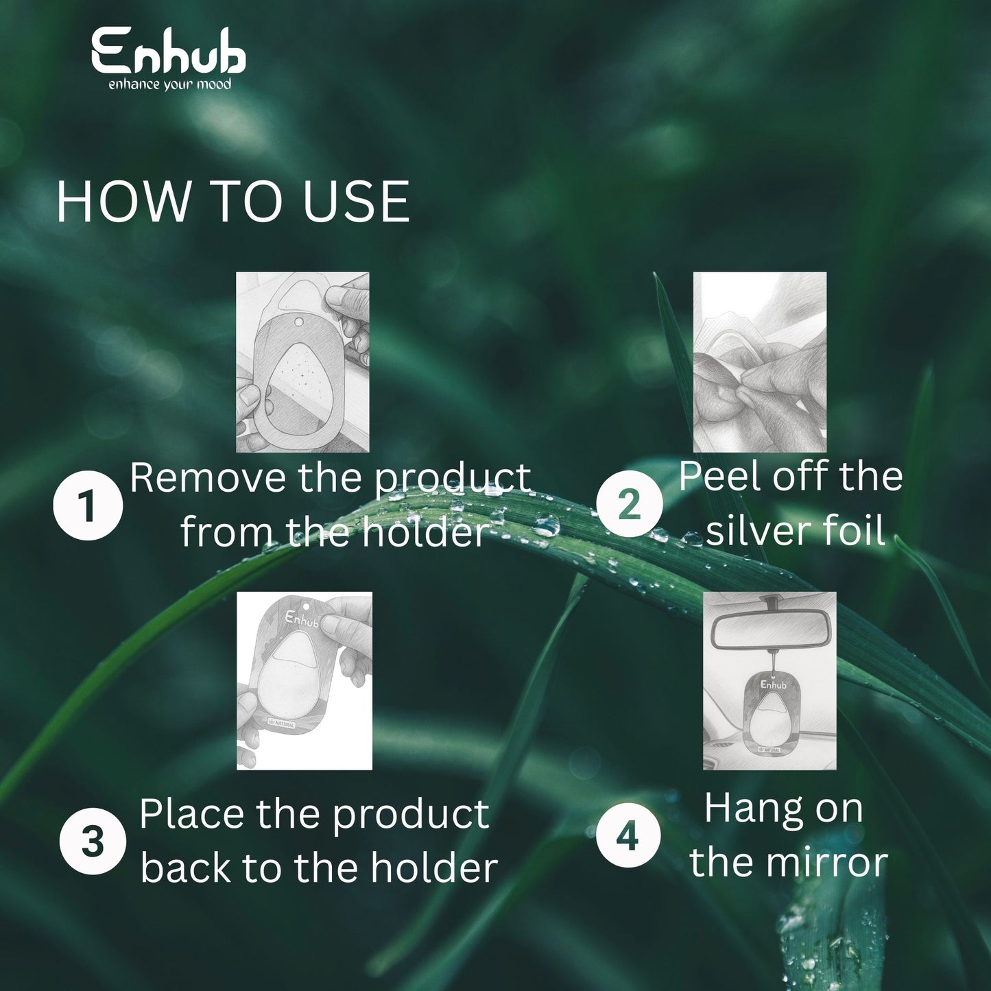 Natural car fragrance|100% Plant based|Blend of pure essential oil|pack of 3 month| FOREST