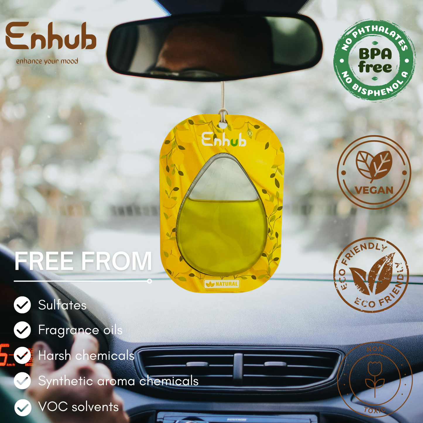 Natural car fragrance|100% Plant based|Blend of pure essential oil| pack of 3 month|CITRUS RELIEF